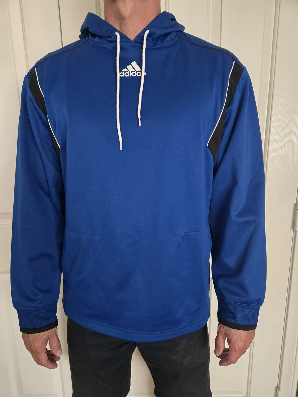 adidas Blue Pullover Hoodie with Black Trim